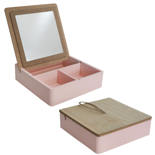 Jewellery Box With Mirror And Removable Inserts - Pink