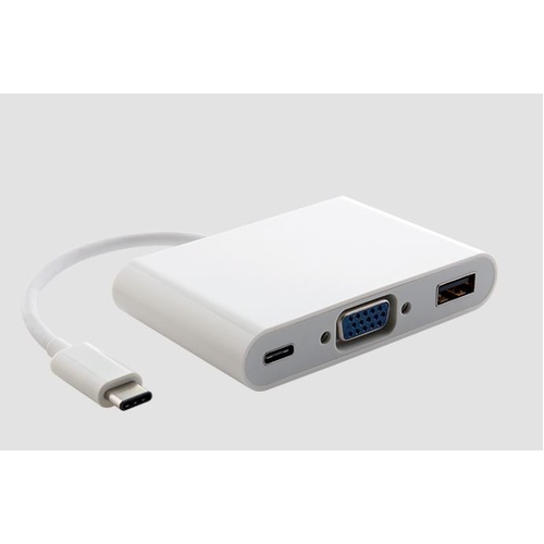 Astrotek Thunderbolt USB 3.1 Type C to VGA + USB + Card Reader Video Adapter Converter Male to Female for Apple MacBook Chromebook Pixel - White