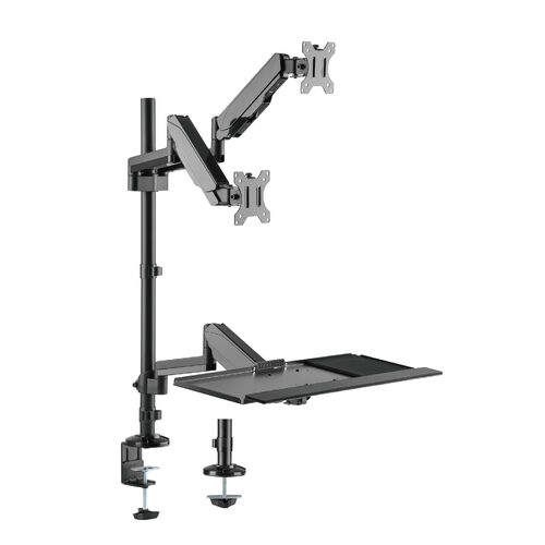 Brateck Gas Spring Sit-Stand Workstation Dual Monitors MountÂ 360° Screen Rotation