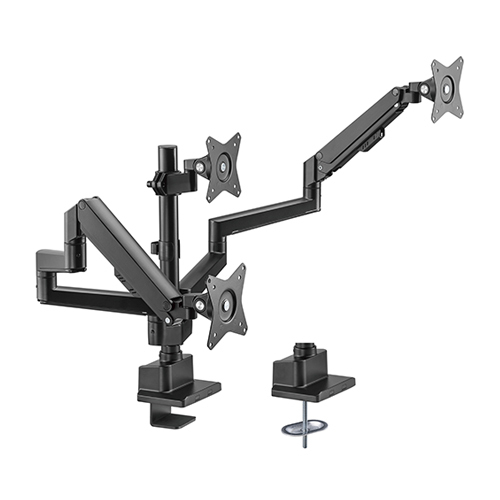 Brateck Triple Monitor Pole-Mounted Thin Gas Spring Monitor Arm Fit Most 17"-30" Monitors, Up to 7kg per screen