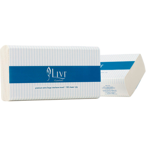 Livi Essentials Extra Large Interleave Paper Towel 1 Ply 100 Sheets Carton 24 - 1401 