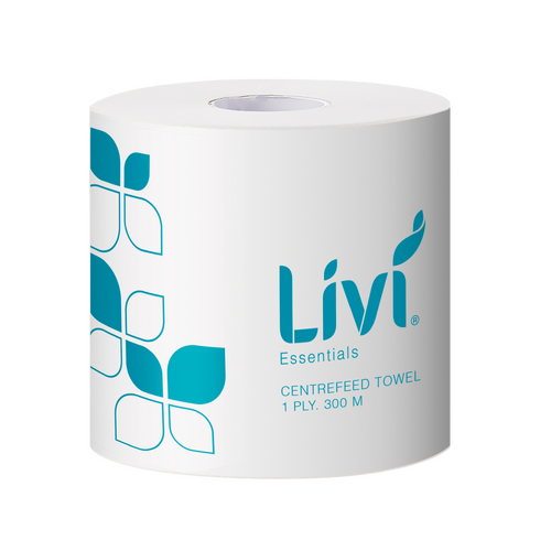 Livi Essentials Centrefeed Hand Towel 1ply 300m Roll 4 Rolls - 1203