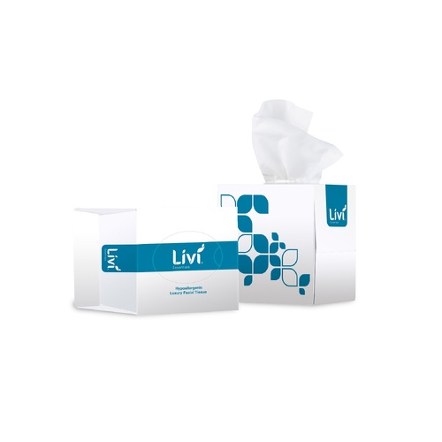 Livi Essentials Hypoallergenic Facial Tissue 2ply 90 Sheet Cube Box Of 24 - 1304