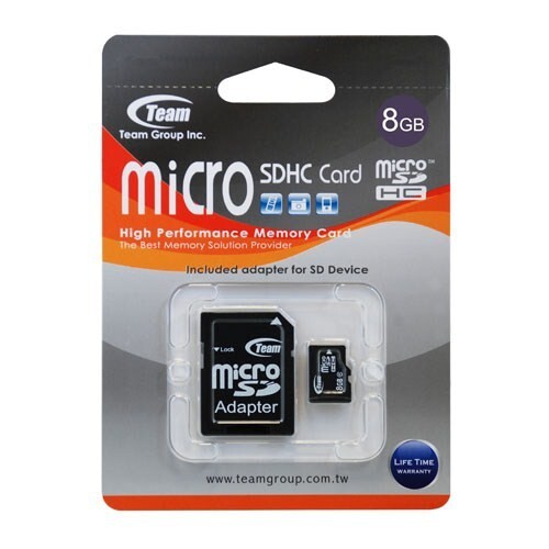 Team Group 8GB Micro SDHC Card Memory Card and Adapter