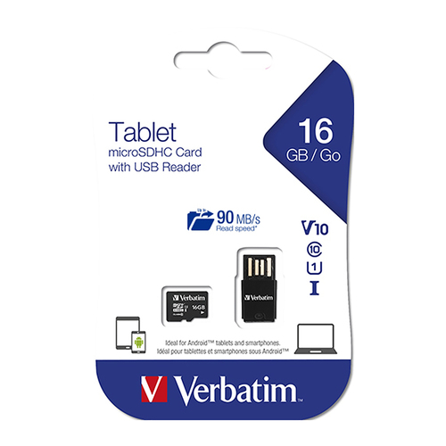 Verbatim 16GB Micro SDHC Memory Card With USB Reader - 44058