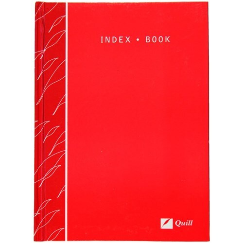 Quill A5 Hard Cover Case Bound A-Z Indexed Notebook Ruled 80 Page - Red