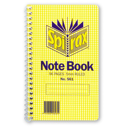 Spirax 561 A12 Spiral Notebook, Note Pad Side Opening 96 Pages 56047 - 1 Book