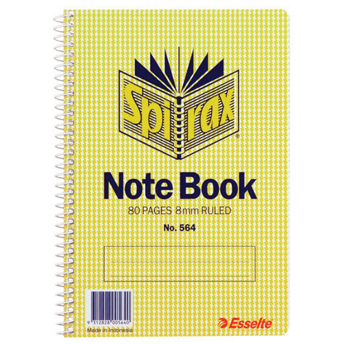 Spirax 564 Spiral Notebook 80 Pages Side Opening Reporters Note Pad - 56051