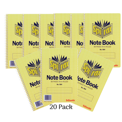 Spirax 564 Spiral Notebook 80 Pages Side Opening Reporters Note Pad 20 PACK - 56051