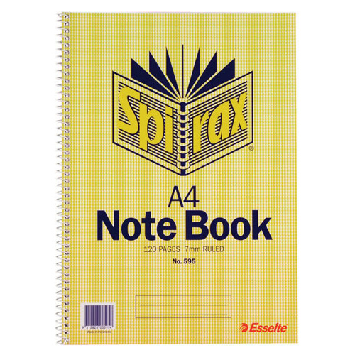 Spirax 595 A4 Note Pad 120 Pages Side Opening