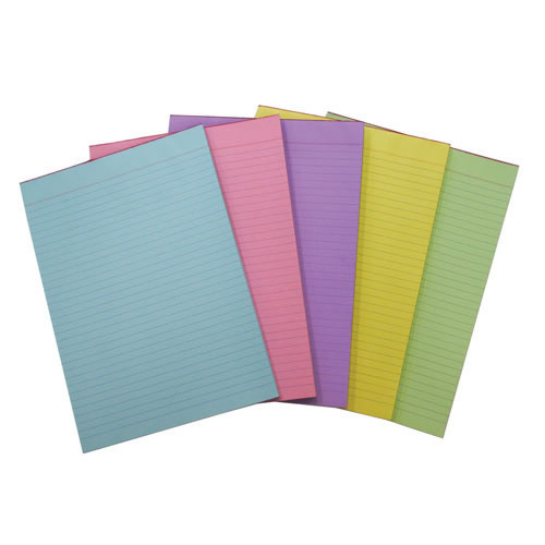 Quill A4 Coloured Bond Ruled Office Pads 10 Pack - Pink