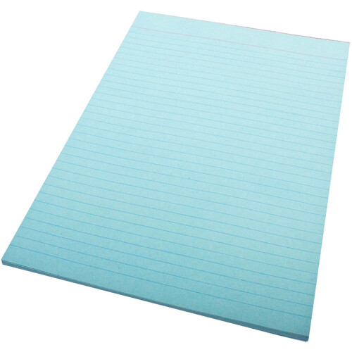 Quill A4 Coloured Bond Ruled Office Pads 10 Pack - Blue