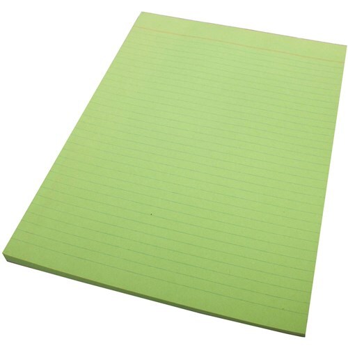 Quill A4 Coloured Bond Ruled Office Pads 10 Pack - Green