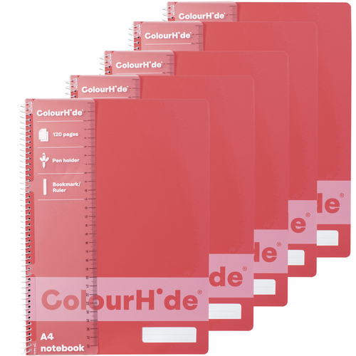 ColourHide A4 Notebook 120 Pages Watermelon - 5 Pack