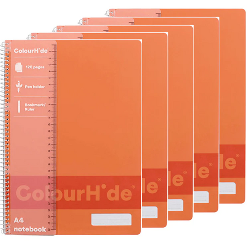 ColourHide A4 Notebook 120 Pages Peach Orange - 5 Pack