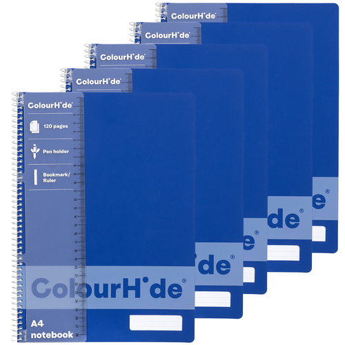 ColourHide A4 Notebook 120 Pages Classic Blue - 5 Pack