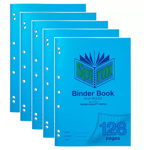 Spirax P127 Binder Folder Notebook A4 Book 8mm 128 Pages 56127P - 5 Pack