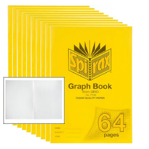 Spirax A4 P136 Grid Book 64 Page Side Opening PP Cover Yellow 56136P - 10 Pack
