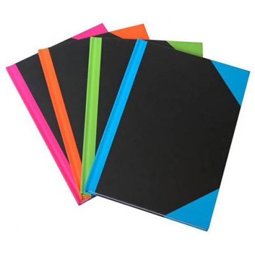 4 x Cumberland A4 Hard Cover Case Bound Notebook R&B 192 Pages 3003 - Assorted Colours