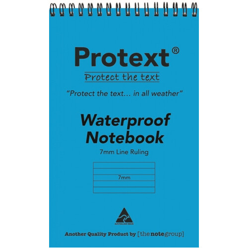 Protext A6 Notebook Waterproof 50 Sheet Top Opening Spiral 7mm Lined Blue- 29101
