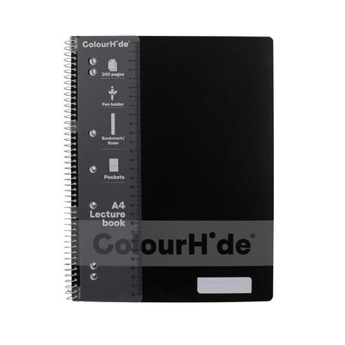 ColourHide A4 Lecture Notebook 200 Page - Black