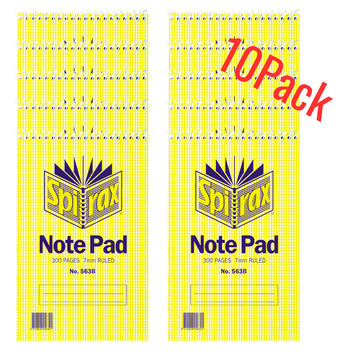 Spirax 563B Note Pad 300 Pages Top Opening Reporters Notebook 10 PACK - 56050