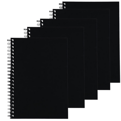 Spirax 511 A5 Hardcover Side Opening Notebook 5 PACK - Black