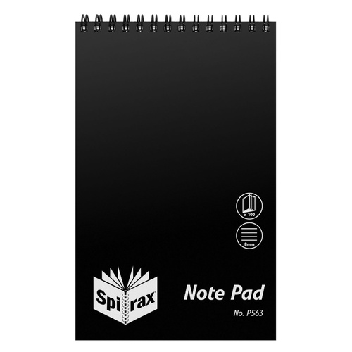 Spirax P563 Polypropylene Top Opening Notebook 100pg Black