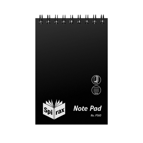 Spirax P560 PP Note Pad 40 Pack Top Opening 96 Page - Black