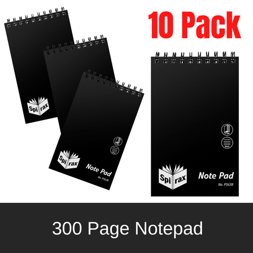 Spirax P595 A4 Polypropylene Side Opening Note Pad 120pg Black 5605800 - 10 Pack