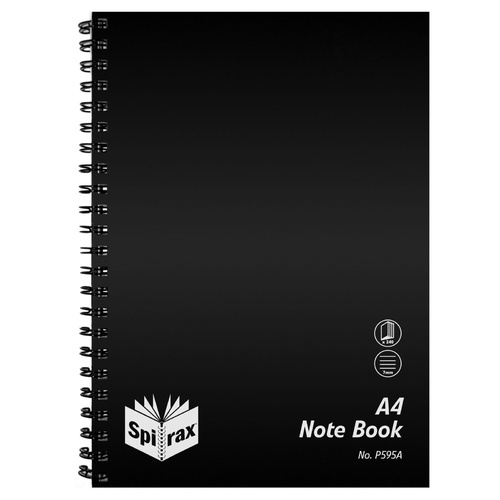 Spirax P595A A4 Polypropylene Side Opening Notebook 240pg - Black