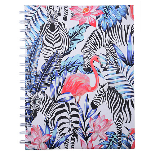 Cumberland A5 Hard Cover Case Bound Notebook 100 Leaf Flamingo/Zebra Design