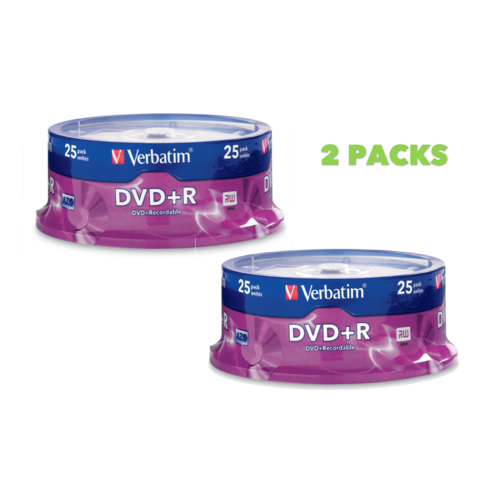 2 X 25 Pack Verbatim DVD+R 120 Min 8 X 4.7GB Blank Disc  - 95033