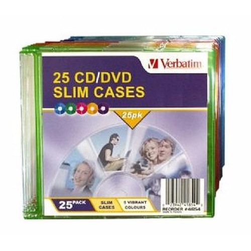 Verbatim CD/DVD Coloured Slim Cases 25 Pack - 41854