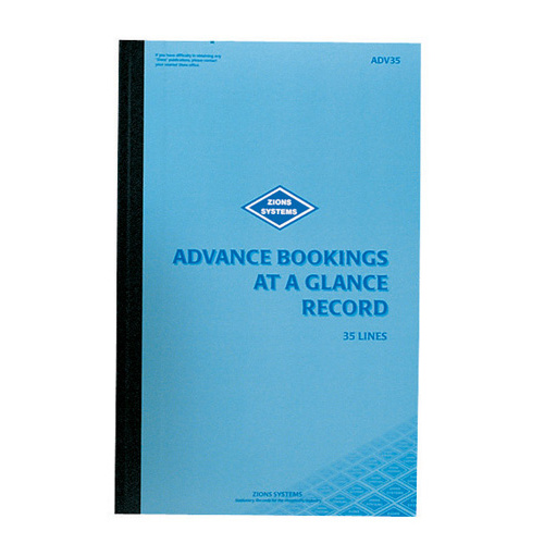 Zions 35 Line Advance Bookings at a Glance Record Book 450 x 290mm ADV35