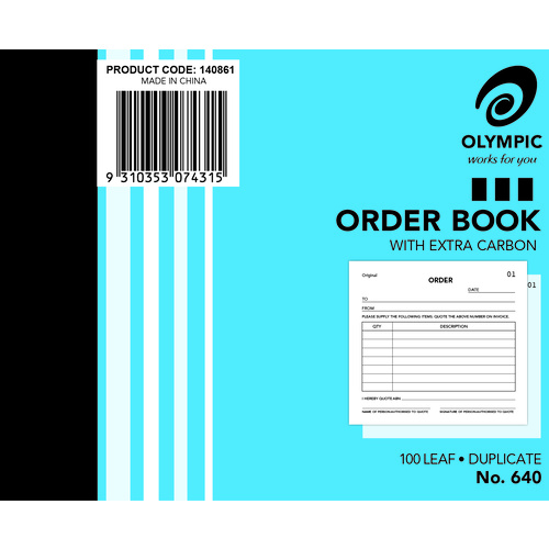 Olympic 640 Order Book Carbonless Duplicate  5" X 4" - 140861