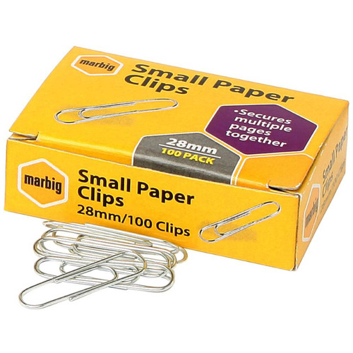 Marbig Paper Clips Large Round 28mm Chrome - 100 Pack