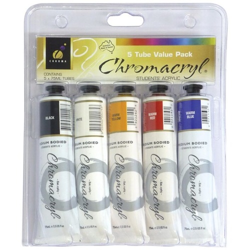 Chromacryl Premium Students Acrylic Set Warm - 5 Pack