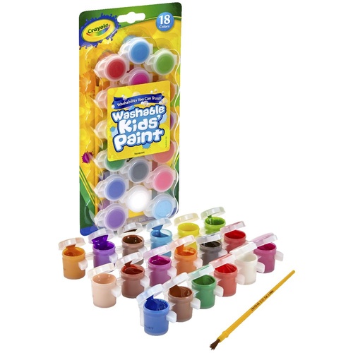 Crayola Washable Kids Poster Paint With Brush Assorted Colours 18 Pack