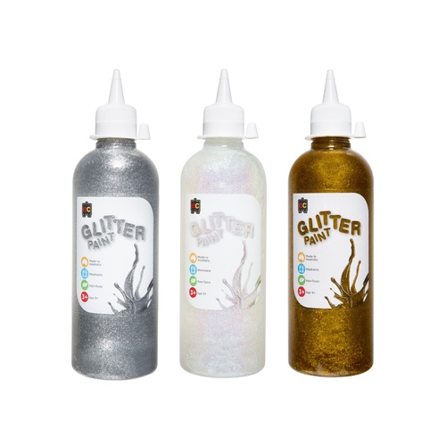 EC Glitter Craft Paint 500ml Combo Pack Gold Silver Krystal