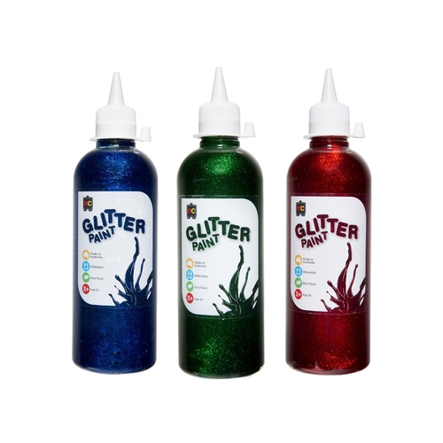 EC Glitter Craft Paint 500ml Combo Pack Blue Green Red