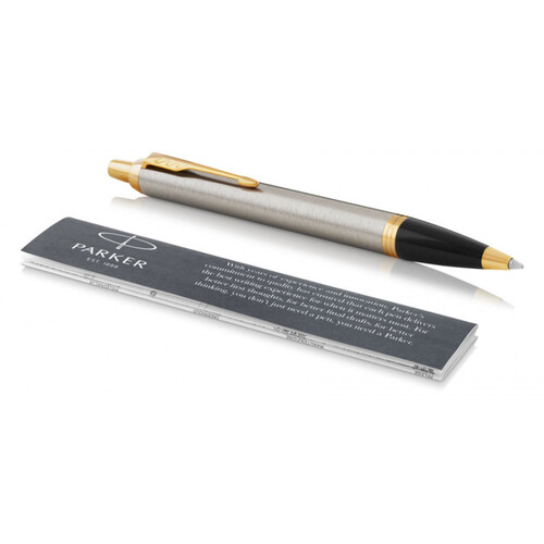 Parker IM Ballpoint Pen Brushed Metal With Gold Trim Gift Boxed - 1931670 