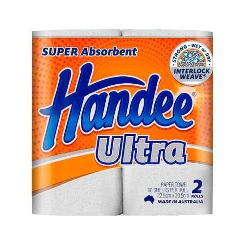Handee Paper Towel 2 Ply 60 Sheets Twin Pack - Carton of 6