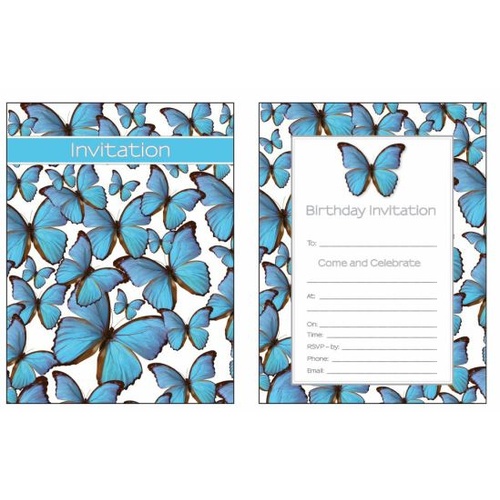Ozcorp Invitation Pad 25 Sheets 145x195mm - Blue Butterfly