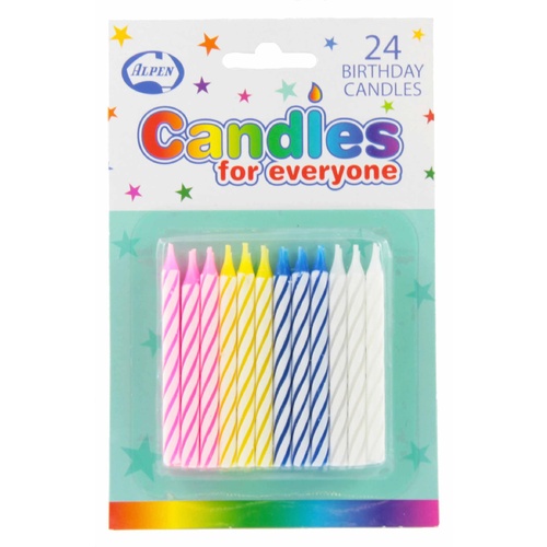 Alpen Birthday Candles Assorted Colours - 24 Pack