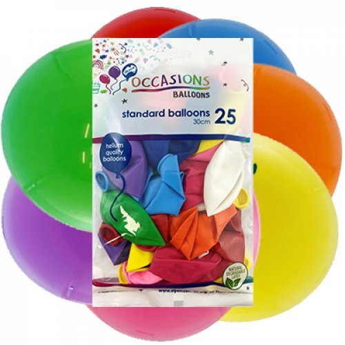 Alpen Standard Round Balloons 30cm Pack 25 - Assorted Colours