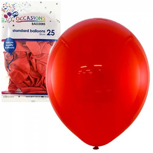 Alpen Standard Round Balloons 30cm Pack 25 - Red
