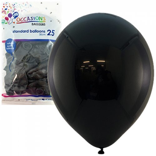 Alpen Standard Round Balloons 30cm Pack 25 - Black
