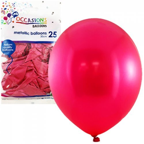 Alpen Standard Round Balloons 30cm Pack 25 - Metallic Fuchsia