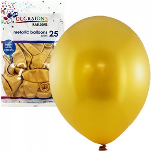 Alpen Standard Round Balloons 30cm Pack 25 - Metallic Gold